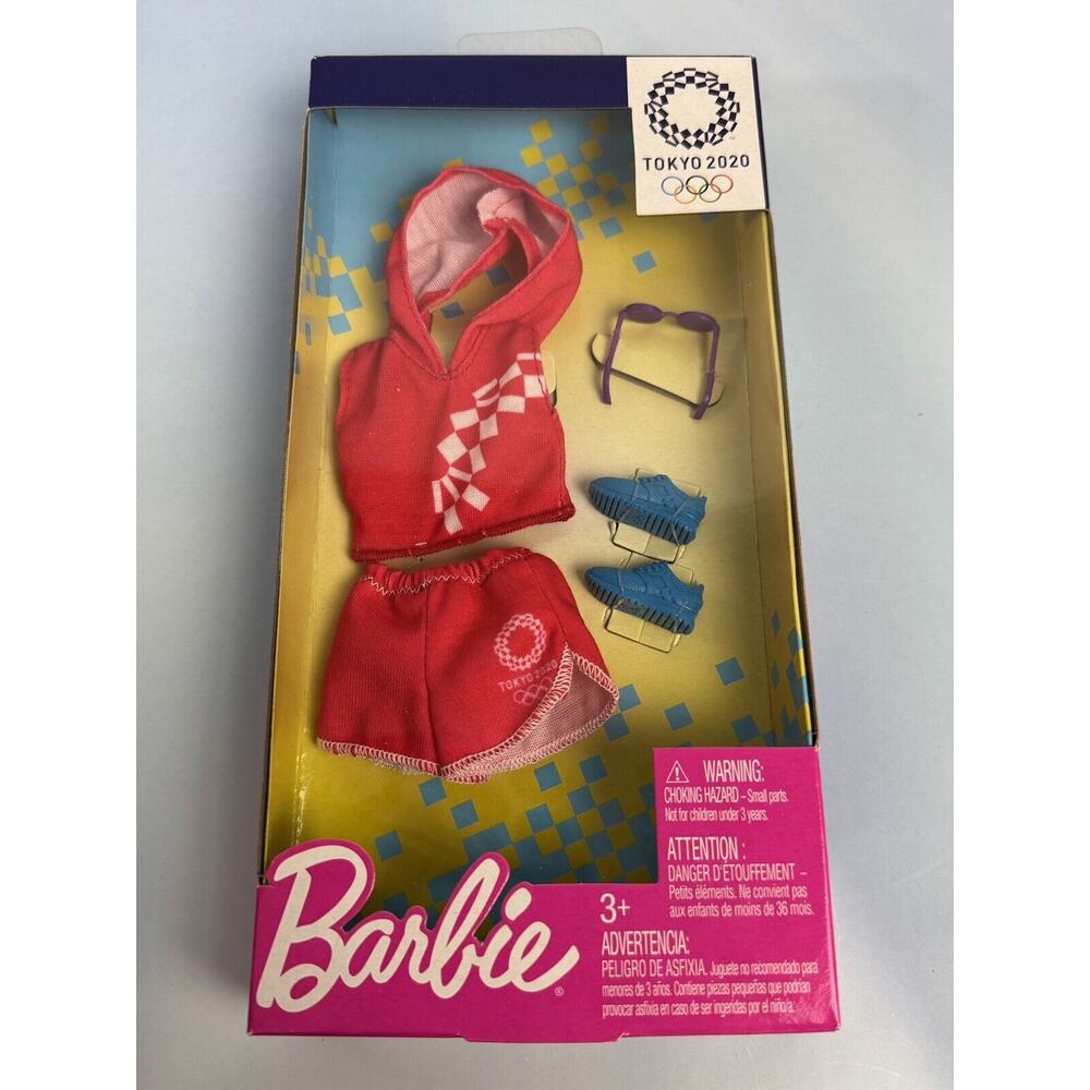 Barbie Dolls Fashion Sports Clothes Red Hoodie Top Shorts Tokyo 2020 Olympic NIB
